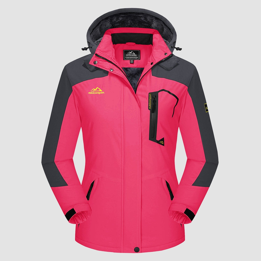 Veste de Ski Femme Imperméable Doublée Polaire à Capuche