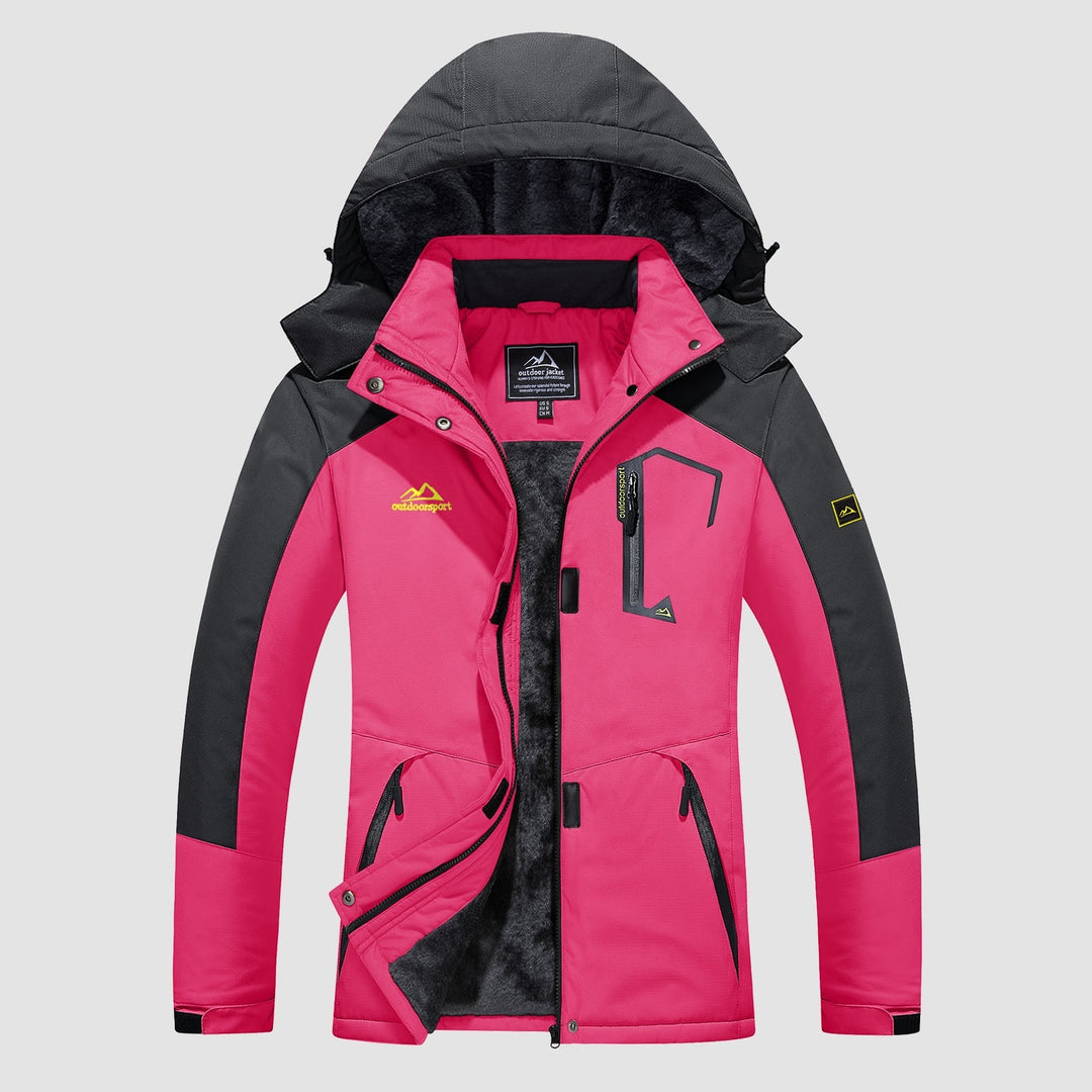 Veste de Ski Femme Imperméable Doublée Polaire à Capuche
