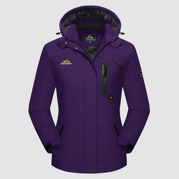 Veste de Ski Femme Imperméable Doublée Polaire à Capuche