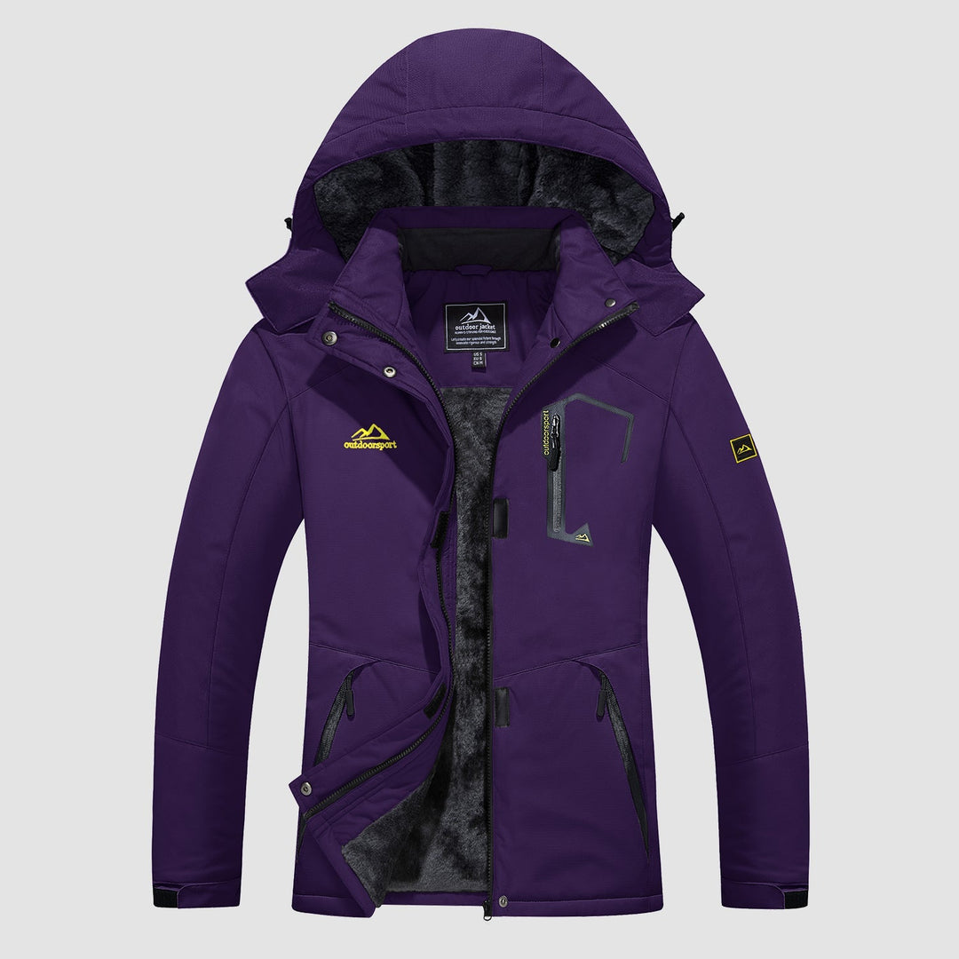 Veste de Ski Femme Imperméable Doublée Polaire à Capuche