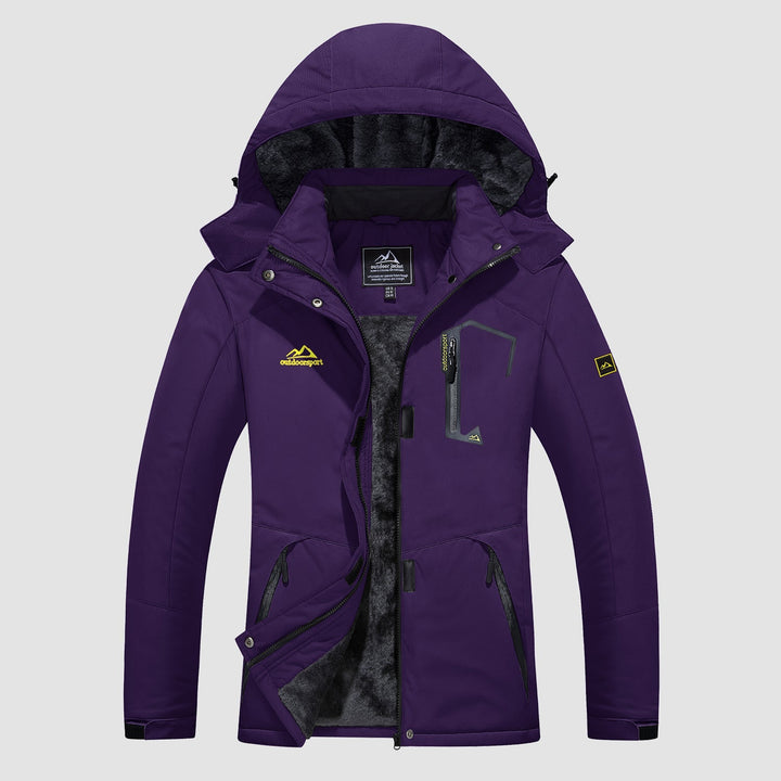 Veste de Ski Femme Imperméable Doublée Polaire à Capuche