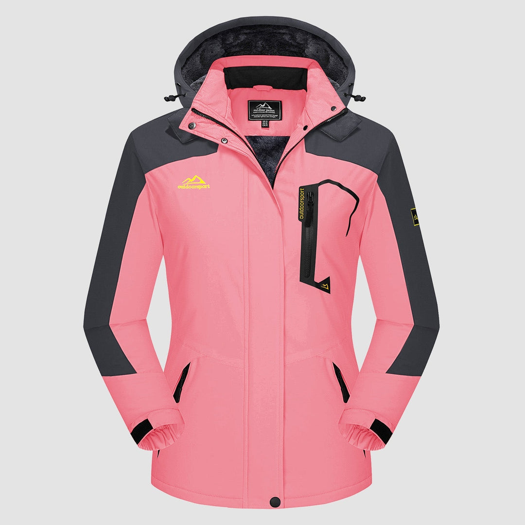 Veste de Ski Femme Imperméable Doublée Polaire à Capuche