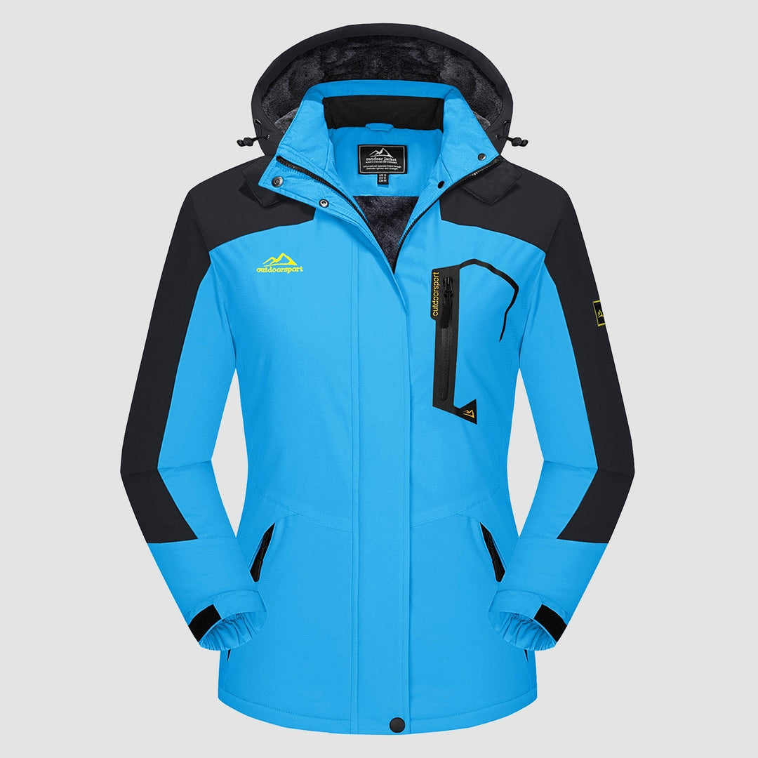 Veste de Ski Femme Imperméable Doublée Polaire à Capuche