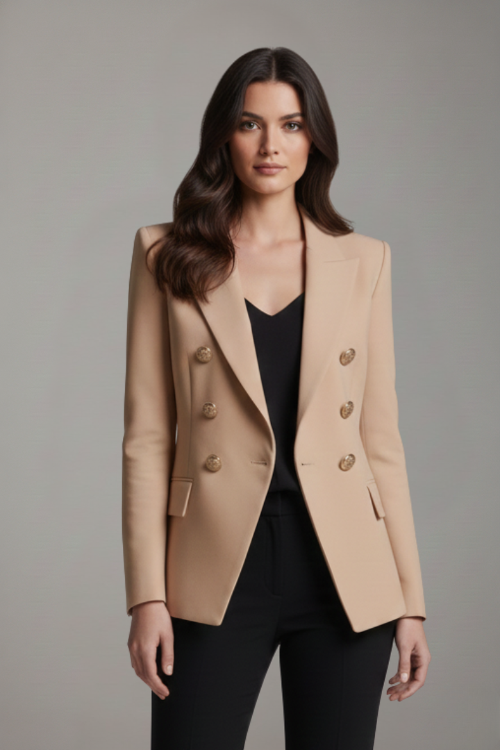 Blazer Femme Croisé à Boutons Dorés