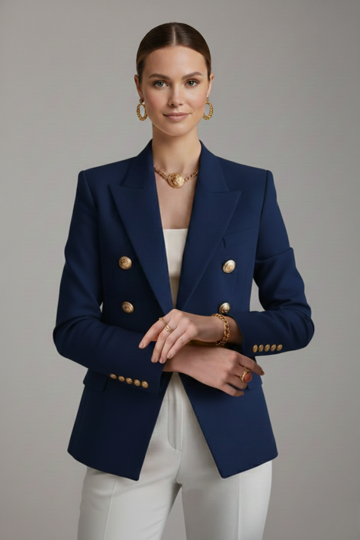 Blazer Femme Croisé à Boutons Dorés