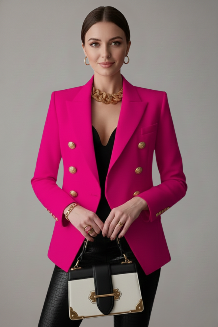 Blazer Femme Croisé à Boutons Dorés