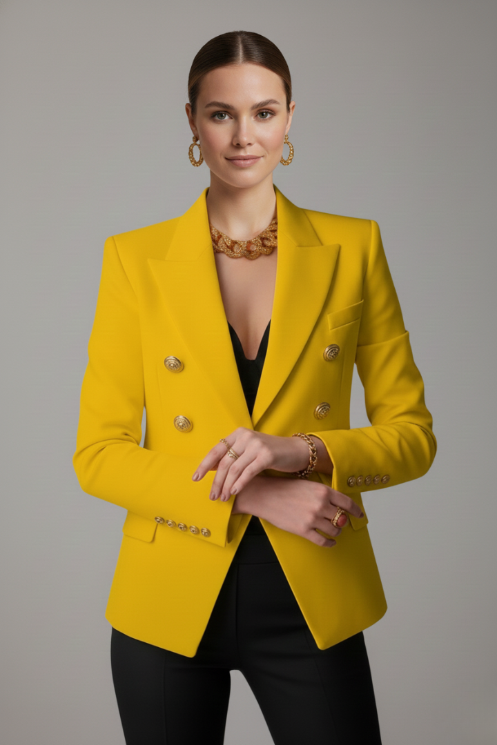 Blazer Femme Croisé à Boutons Dorés