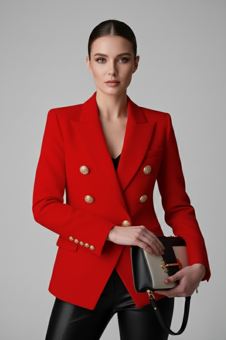 Blazer Femme Croisé à Boutons Dorés