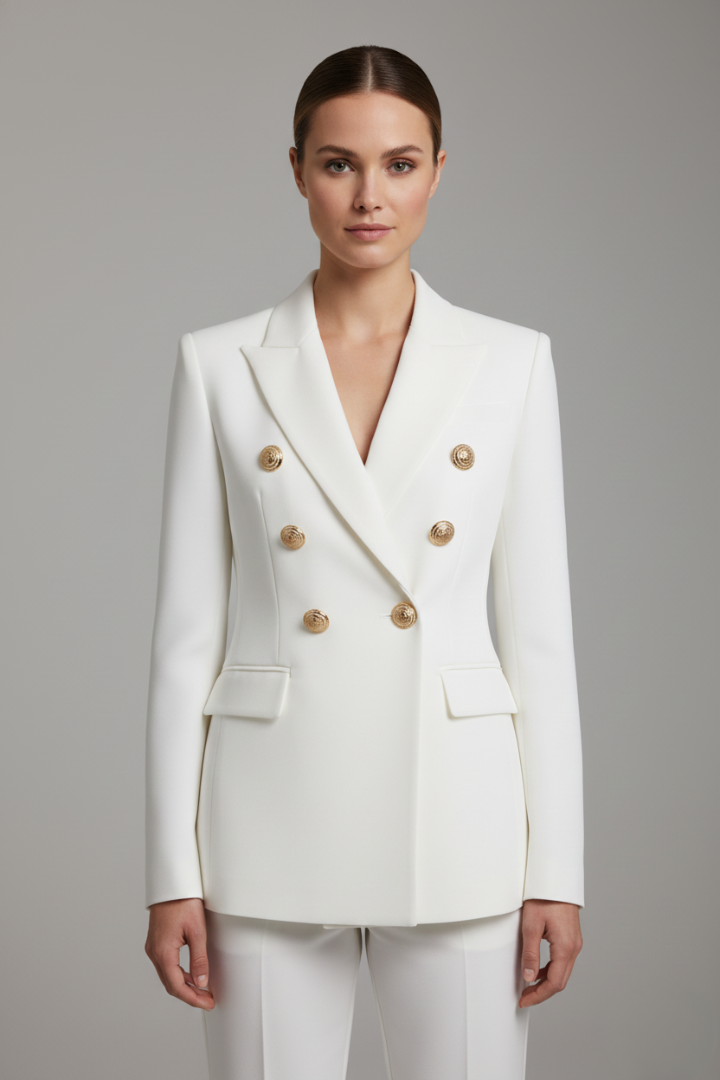 Blazer Femme Croisé à Boutons Dorés
