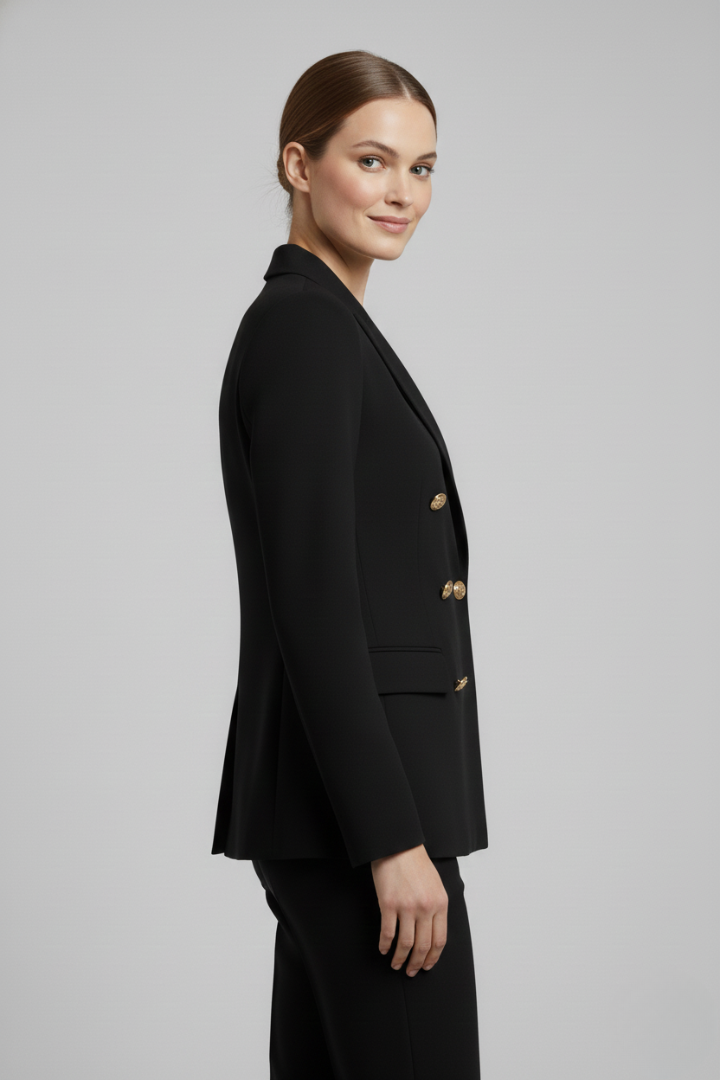 Blazer Femme Croisé à Boutons Dorés