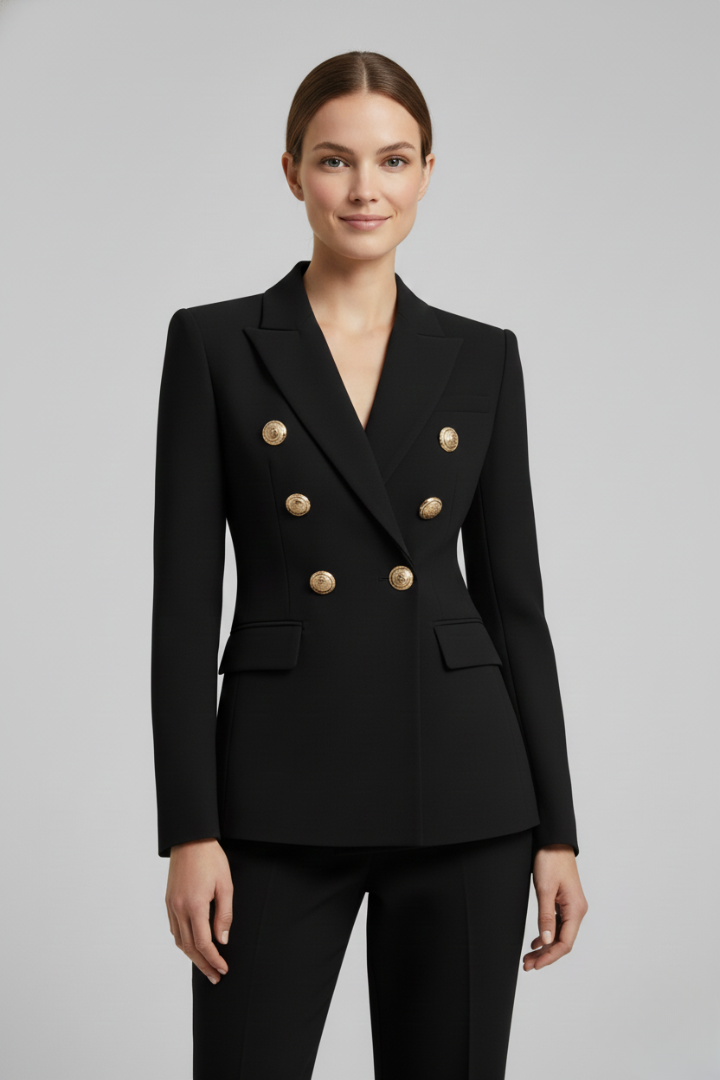 Blazer Femme Croisé à Boutons Dorés
