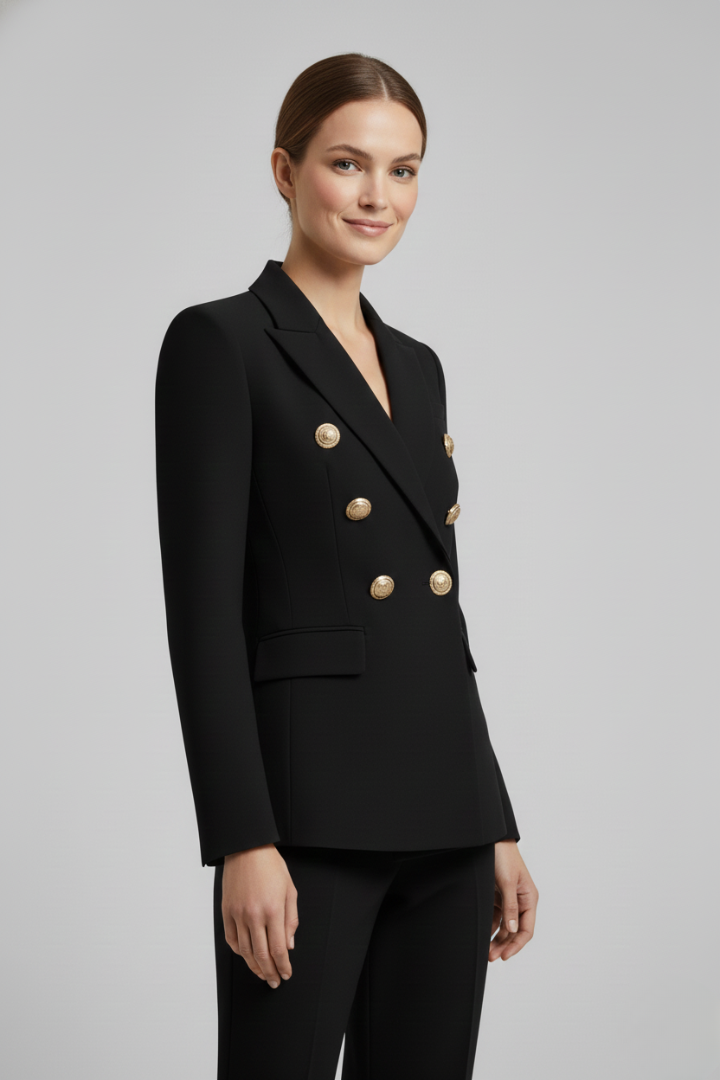 Blazer Femme Croisé à Boutons Dorés