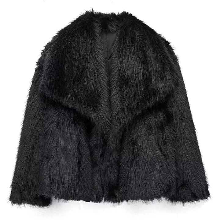 Veste Courte Femme en Fausse Fourrure Zippée