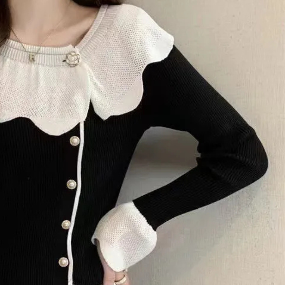 CHARNITA - Pull Raffiné à Col pour Femmes