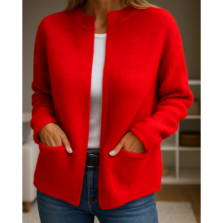 Cardigan Femme en Maille, Coupe Décontractée, Manches Longues Ouvert
