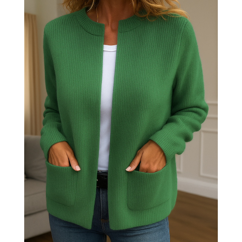 Cardigan Femme en Maille, Coupe Décontractée, Manches Longues Ouvert