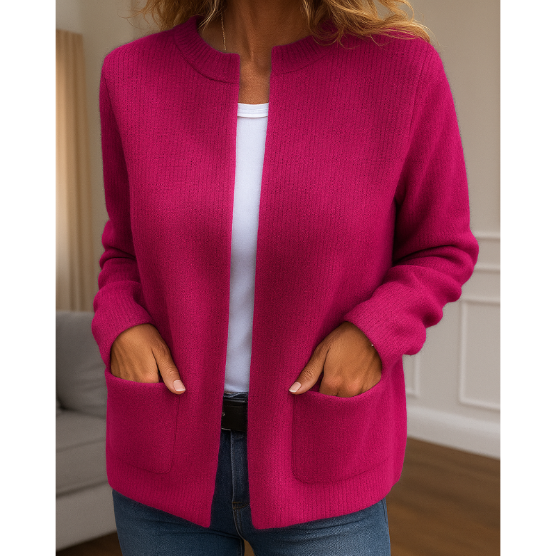 Cardigan Femme en Maille, Coupe Décontractée, Manches Longues Ouvert