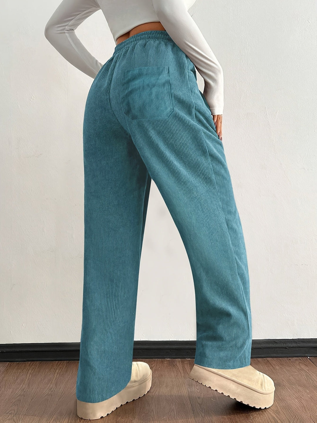Dames Corduroy Jogger – Zachte Pasvorm met Elastische Taille