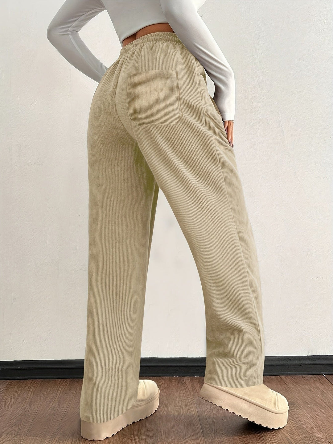 Dames Corduroy Jogger – Zachte Pasvorm met Elastische Taille