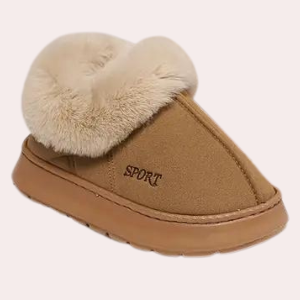 Chaussons Mules Doublés Fourrure à Semelle Épaisse pour Femme