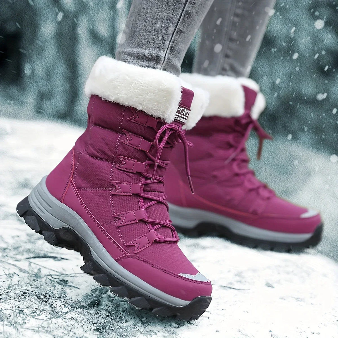 Bottes de Neige Femme Doublées en Fausse Fourrure avec Semelle Confort