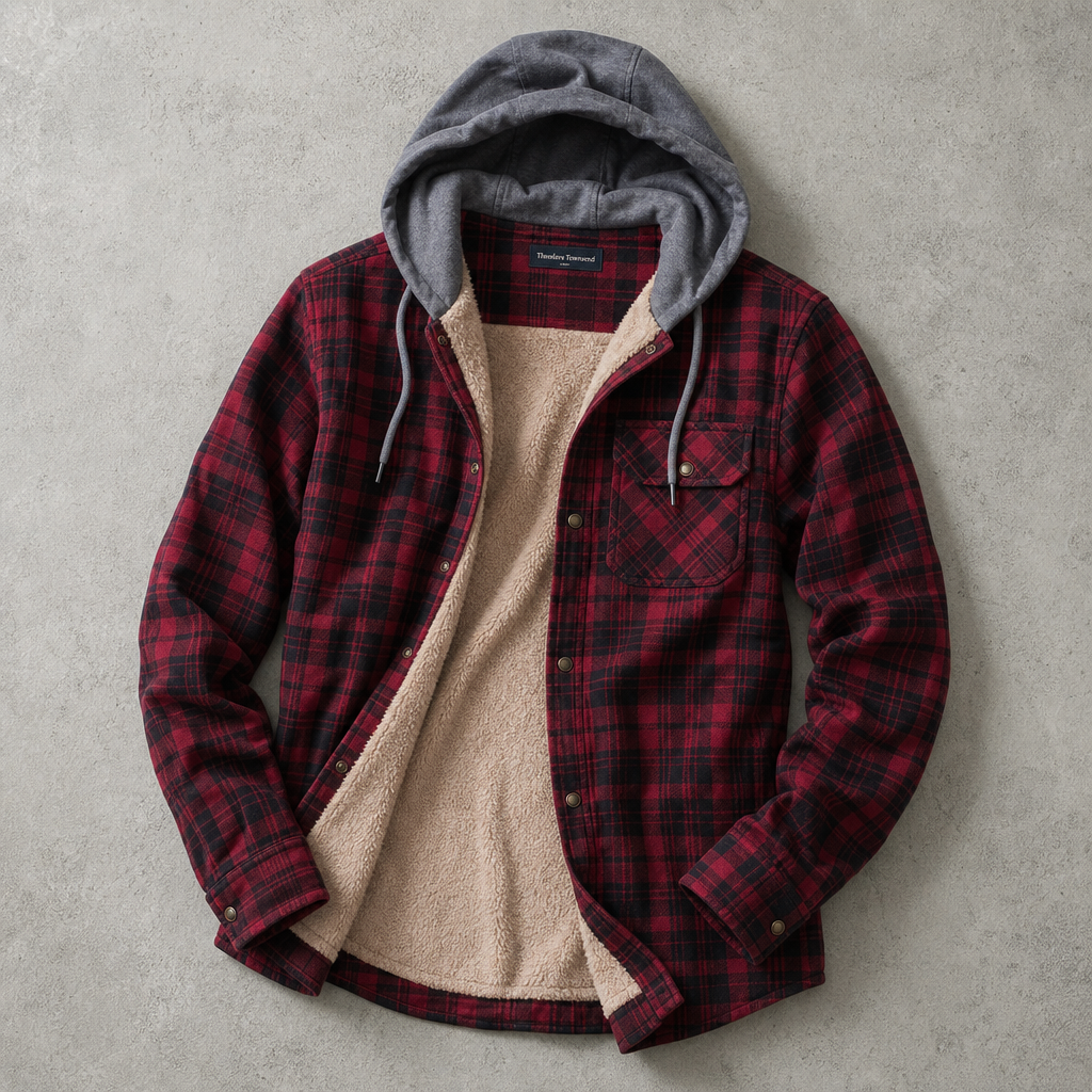 Surchemise Homme À Capuche Doublure Sherpa Carreaux Poches Poitrine