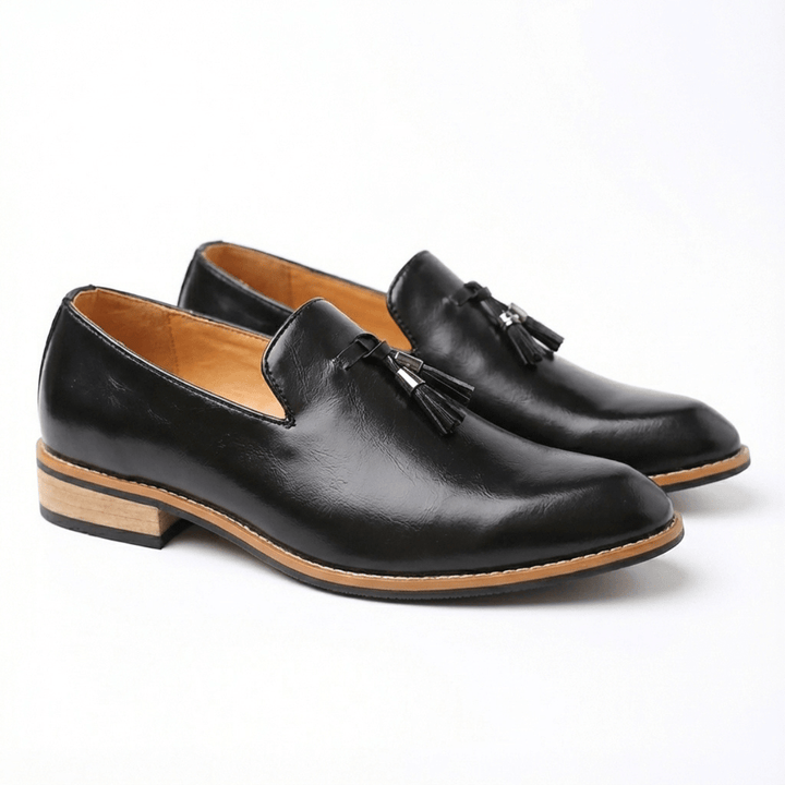 Mocassins Homme en Cuir avec Pampilles et Talon en Bois