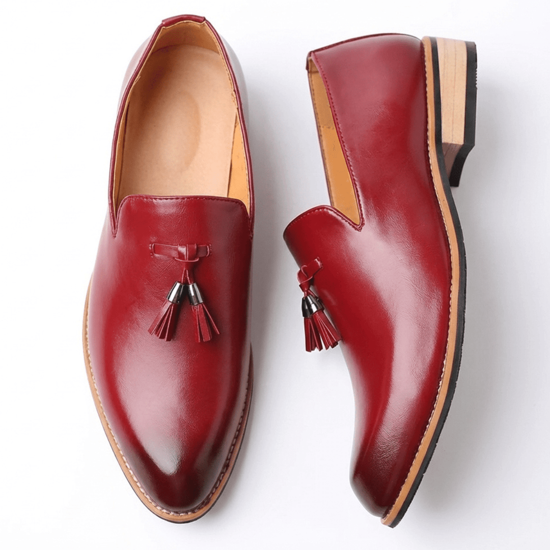 Mocassins Homme en Cuir avec Pampilles et Talon en Bois