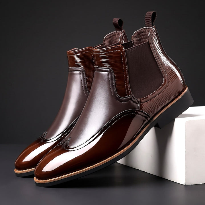 Bottes Chelsea Homme en Cuir avec Élastiques Latéraux et Tirants