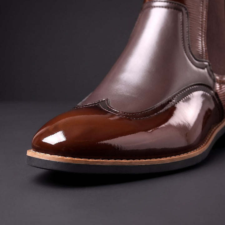 Bottes Chelsea Homme en Cuir avec Élastiques Latéraux et Tirants