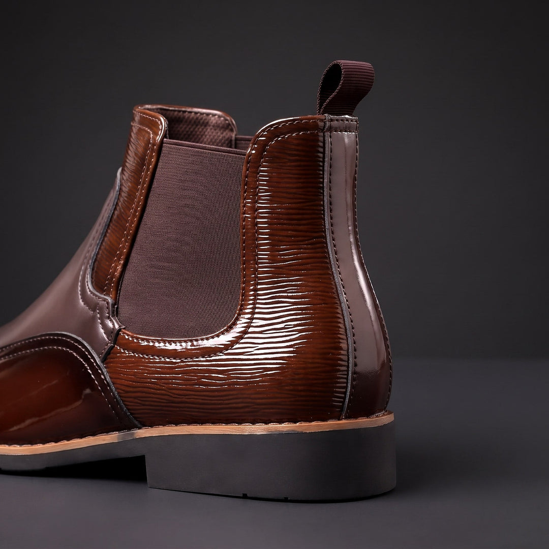 Bottes Chelsea Homme en Cuir avec Élastiques Latéraux et Tirants