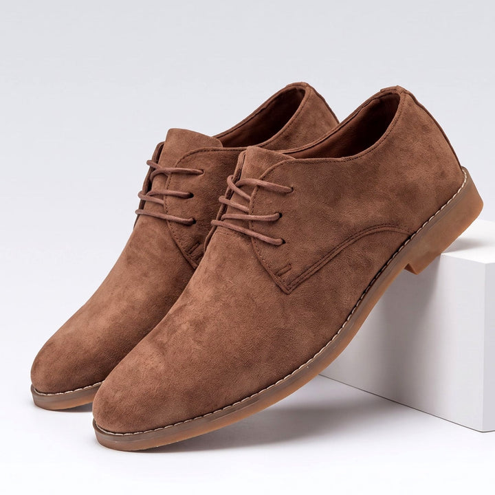 Chaussures Derby Homme en Daim avec Lacets et Semelle en Cuir