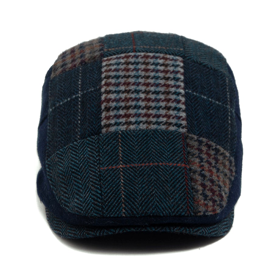 Casquette Plate Homme en Laine avec Motif Tartan et Visière Courte
