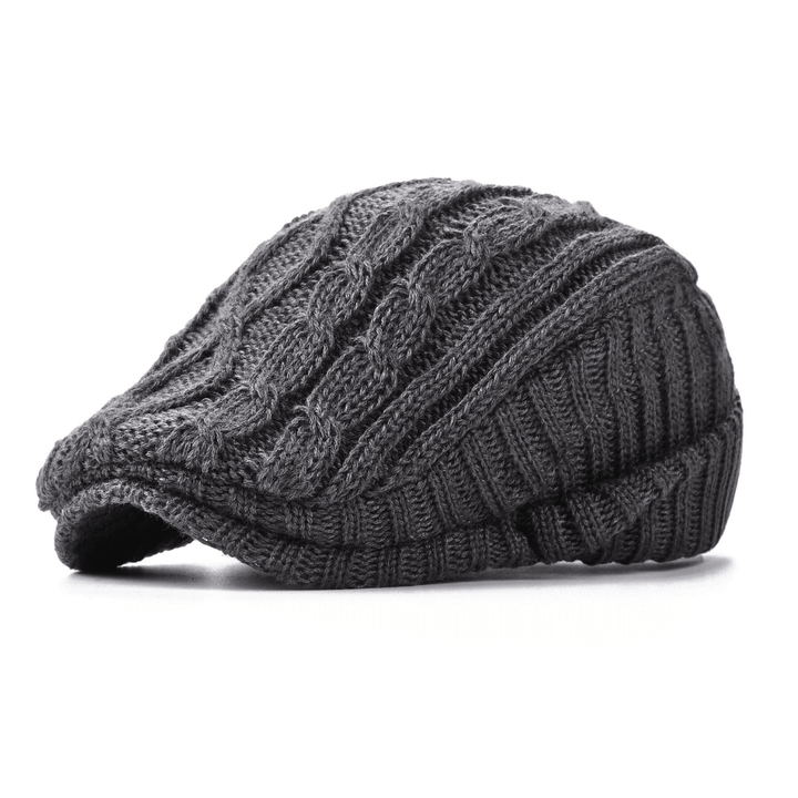 Casquette Plate Homme en Maille Torsadée avec Visière Courte
