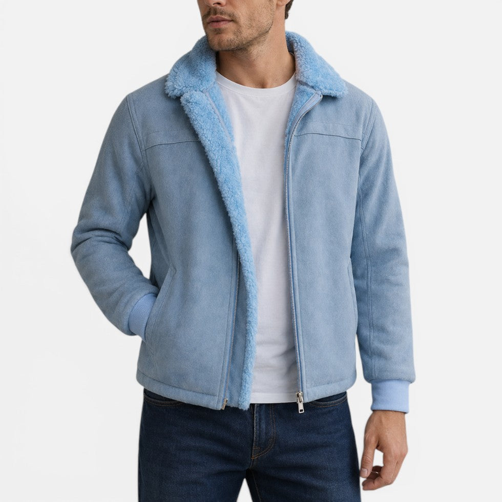 Veste Homme Zip Intégral Col Montant Doublure Fausse Fourrure