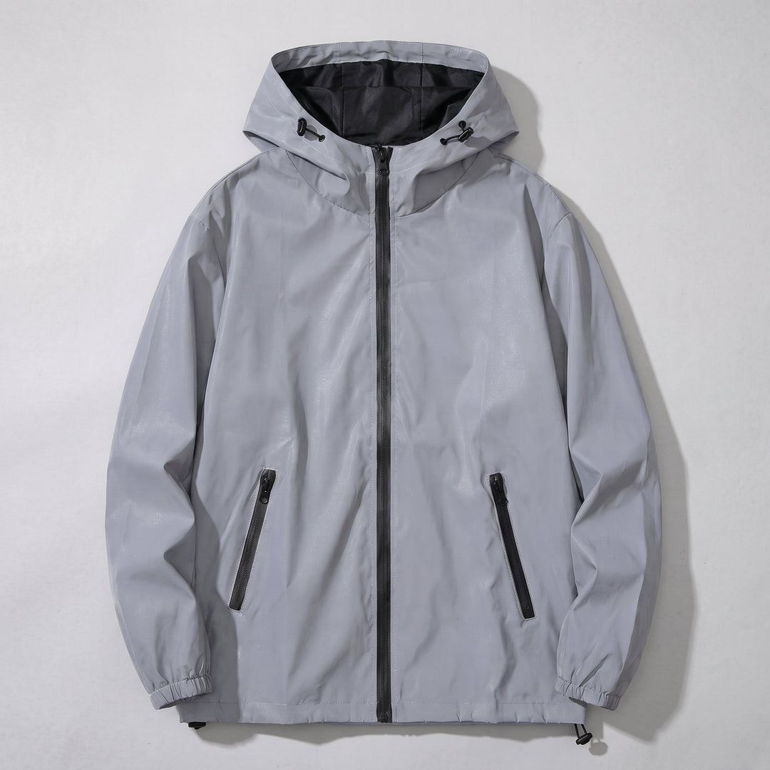 Coupe-Vent Homme Réfléchissant à Capuche Poches Zippées