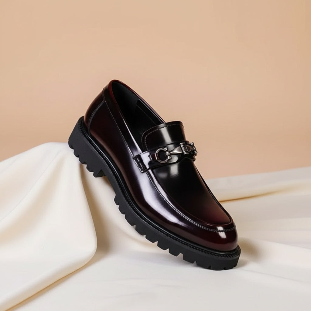 Mocassins Homme Cuir à Boucle Semelle Crantée