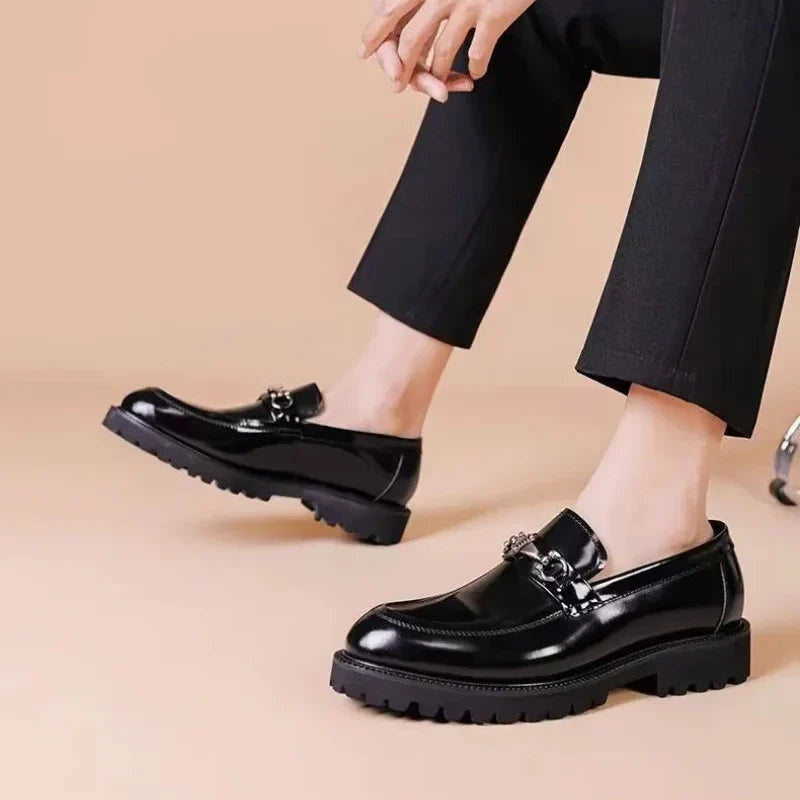 Mocassins Homme Cuir à Boucle Semelle Crantée