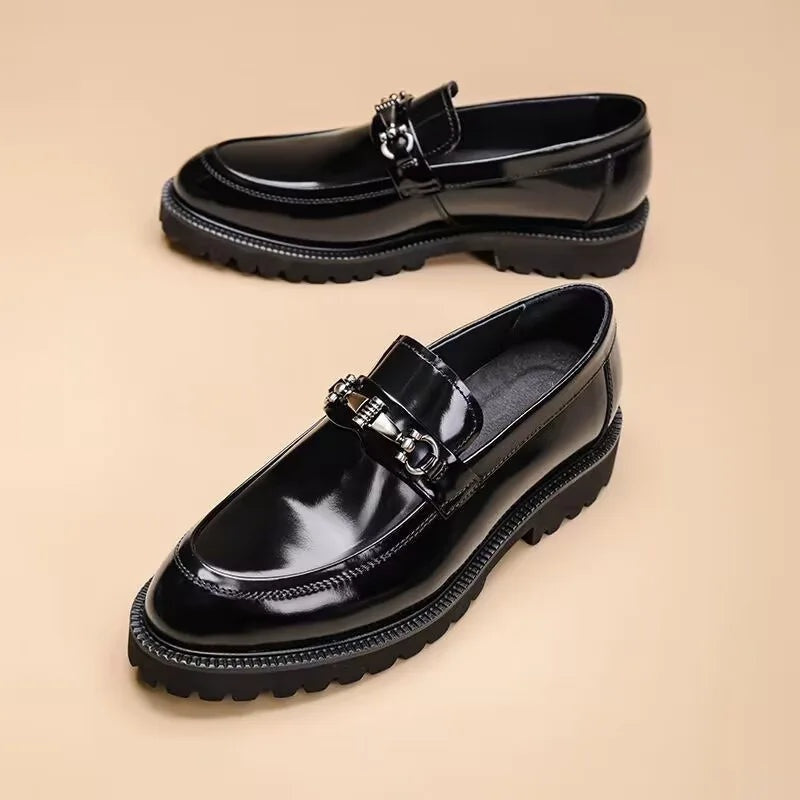Mocassins Homme Cuir à Boucle Semelle Crantée