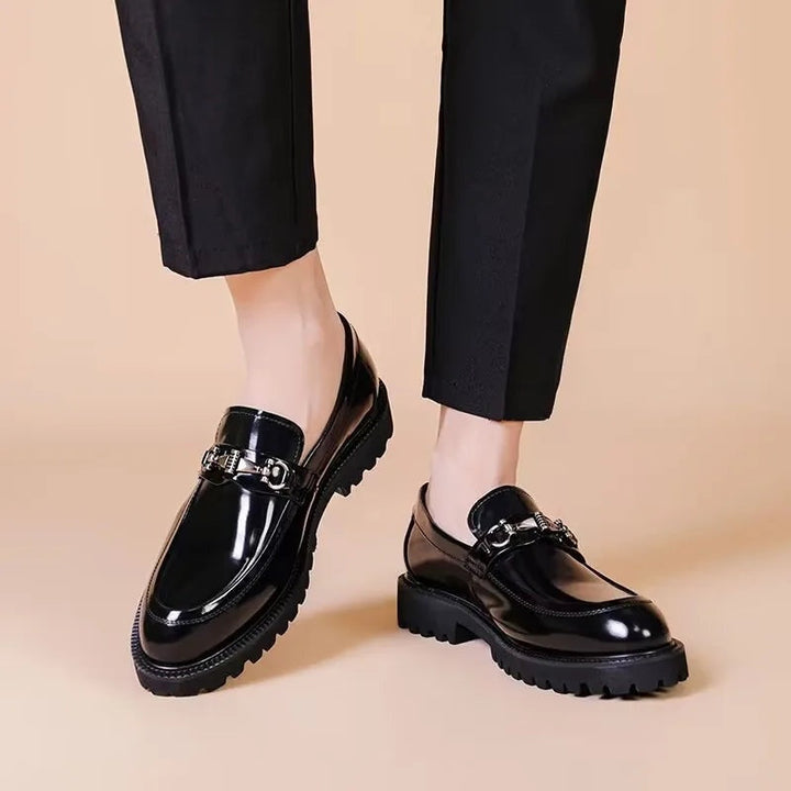 Mocassins Homme Cuir à Boucle Semelle Crantée