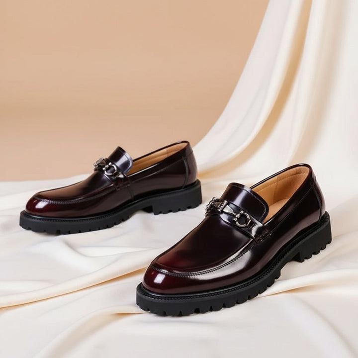 Mocassins Homme Cuir à Boucle Semelle Crantée