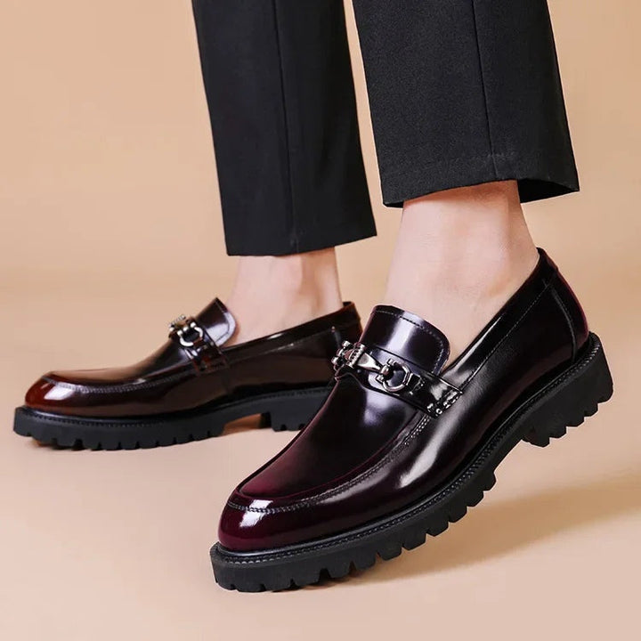 Mocassins Homme Cuir à Boucle Semelle Crantée