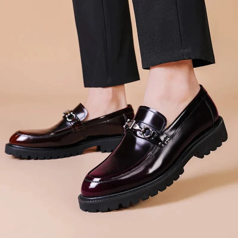 Mocassins Homme Cuir à Boucle Semelle Crantée
