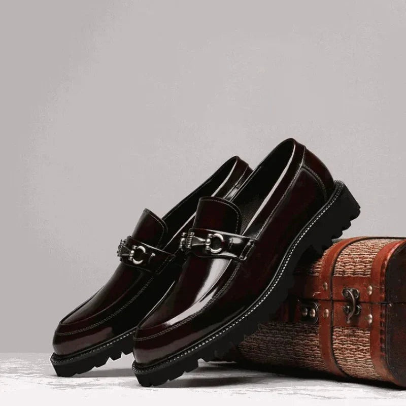 Mocassins Homme Cuir à Boucle Semelle Crantée