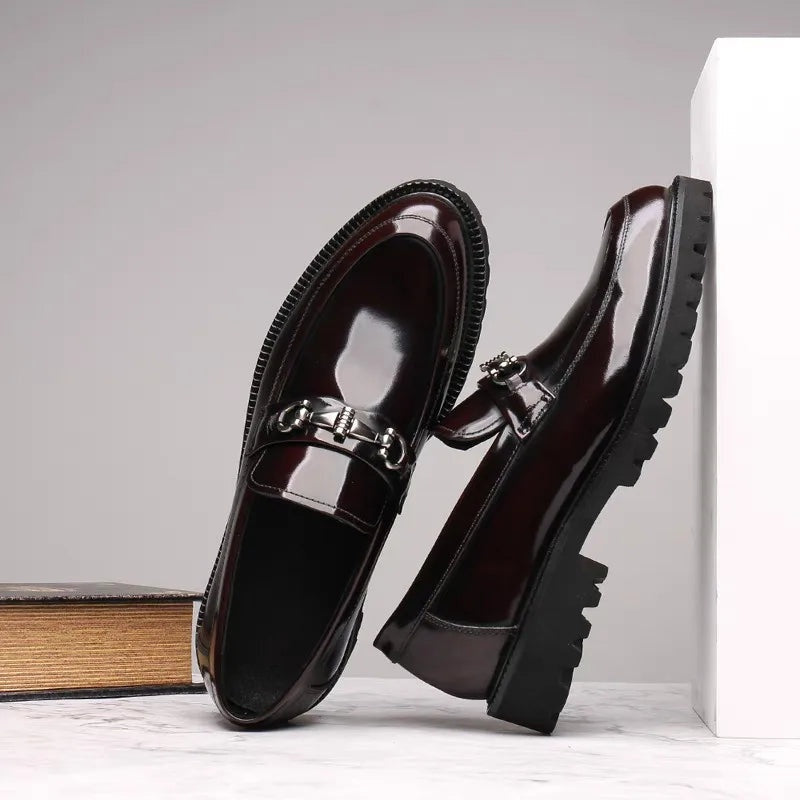Mocassins Homme Cuir à Boucle Semelle Crantée