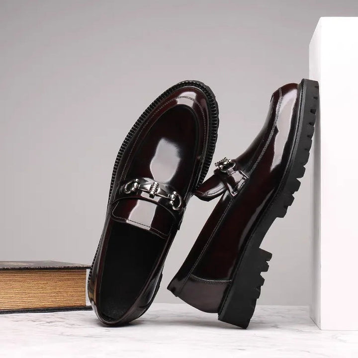 Mocassins Homme Cuir à Boucle Semelle Crantée