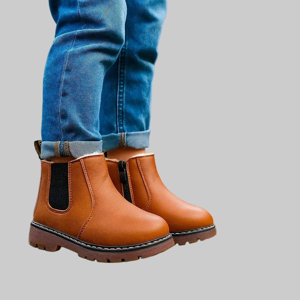 Bottes Chelsea Enfant Imperméables en Similicuir avec Zip Latéral