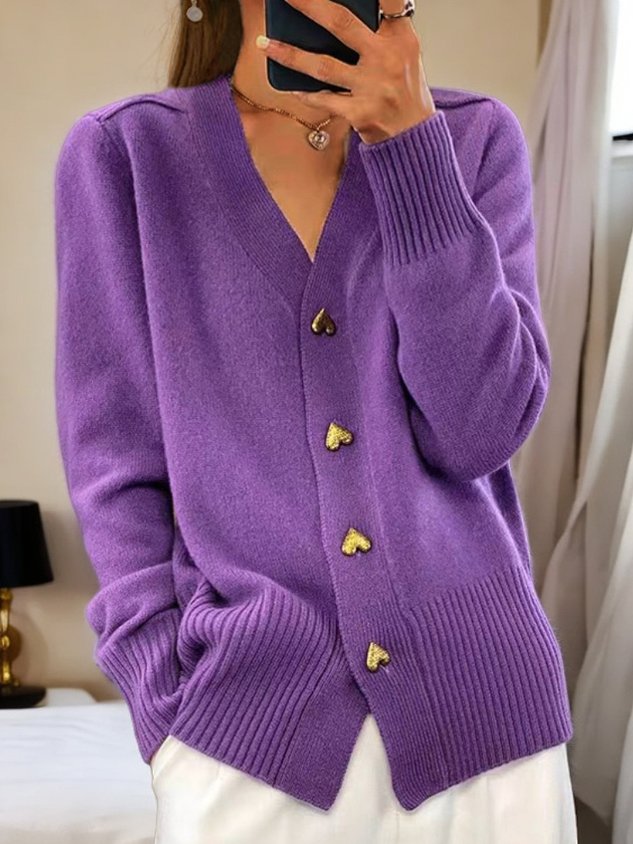 Cardigan Femme Épais en Maille Col V