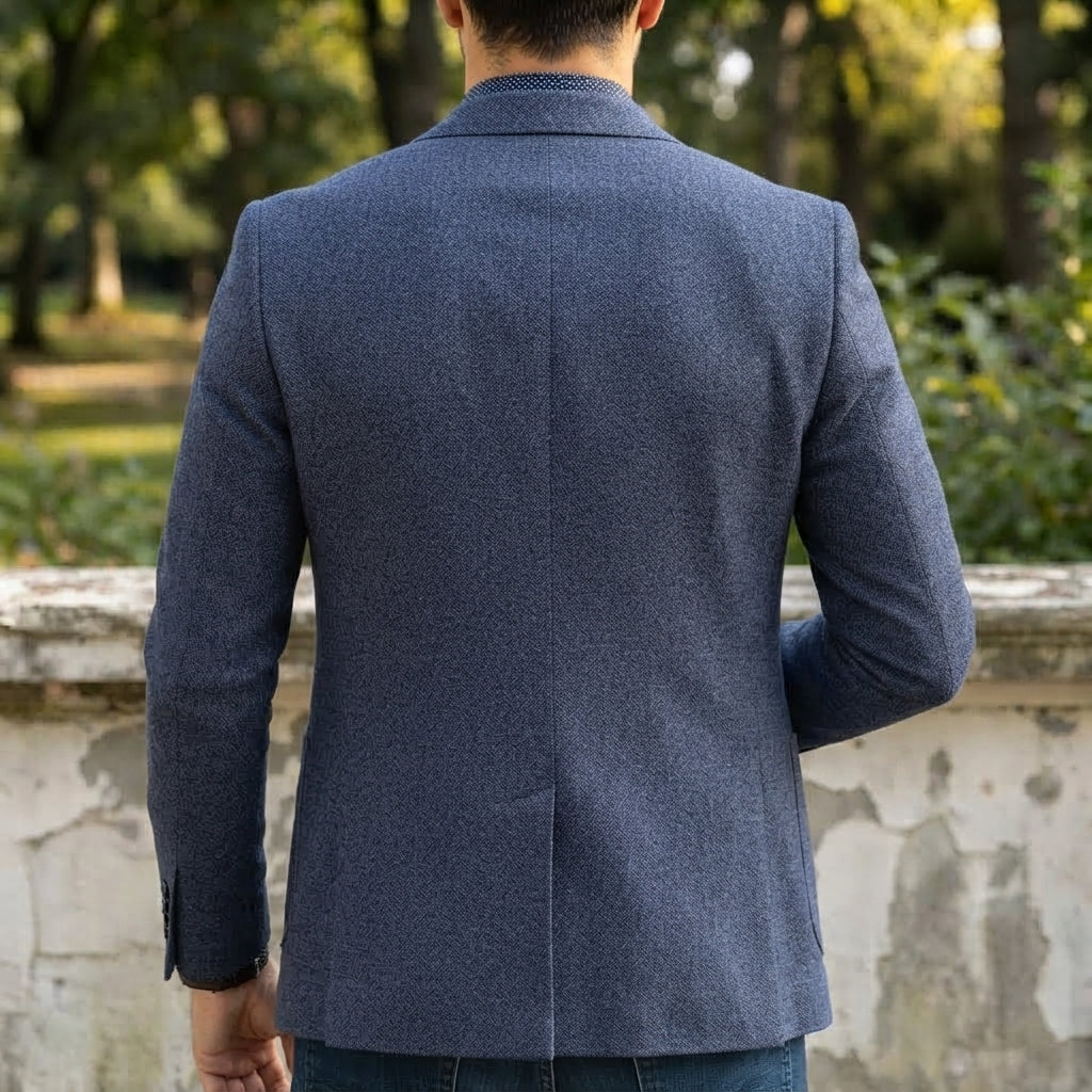 Blazer Homme Boutonné Col Notch Poches à Rabat