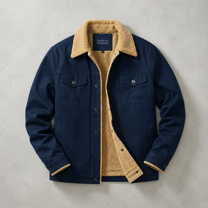 Veste Homme Col Fausse Fourrure Doublure Sherpa Poches Poitrine À Rabat
